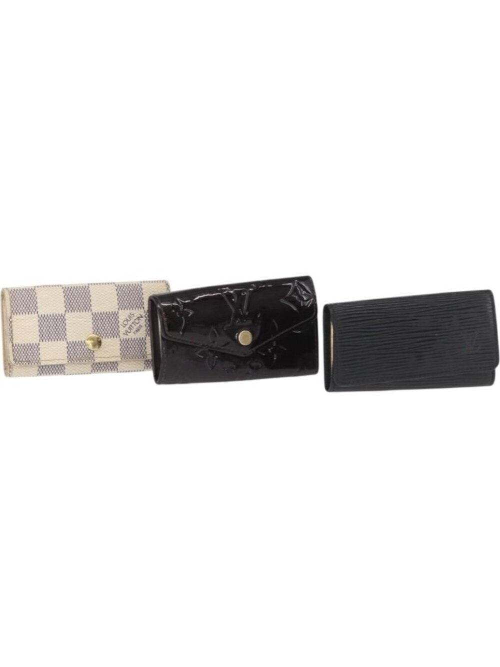 LOUIS VUITTON Multicles 4 Key Case 3 Set Black Amarante Damier Azur